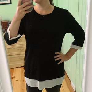 😊Sweater w/ Blouse Under, Preppy Tunic3/4 sleeve